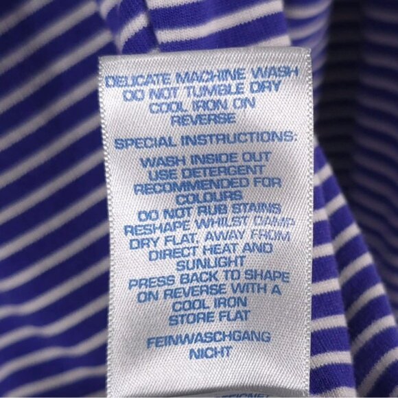 Boden‎ PORTUGAL MADE Scoop Striped Viscose Jersey Knit Top Pleated WL796 Size 12 - Picture 7 of 7